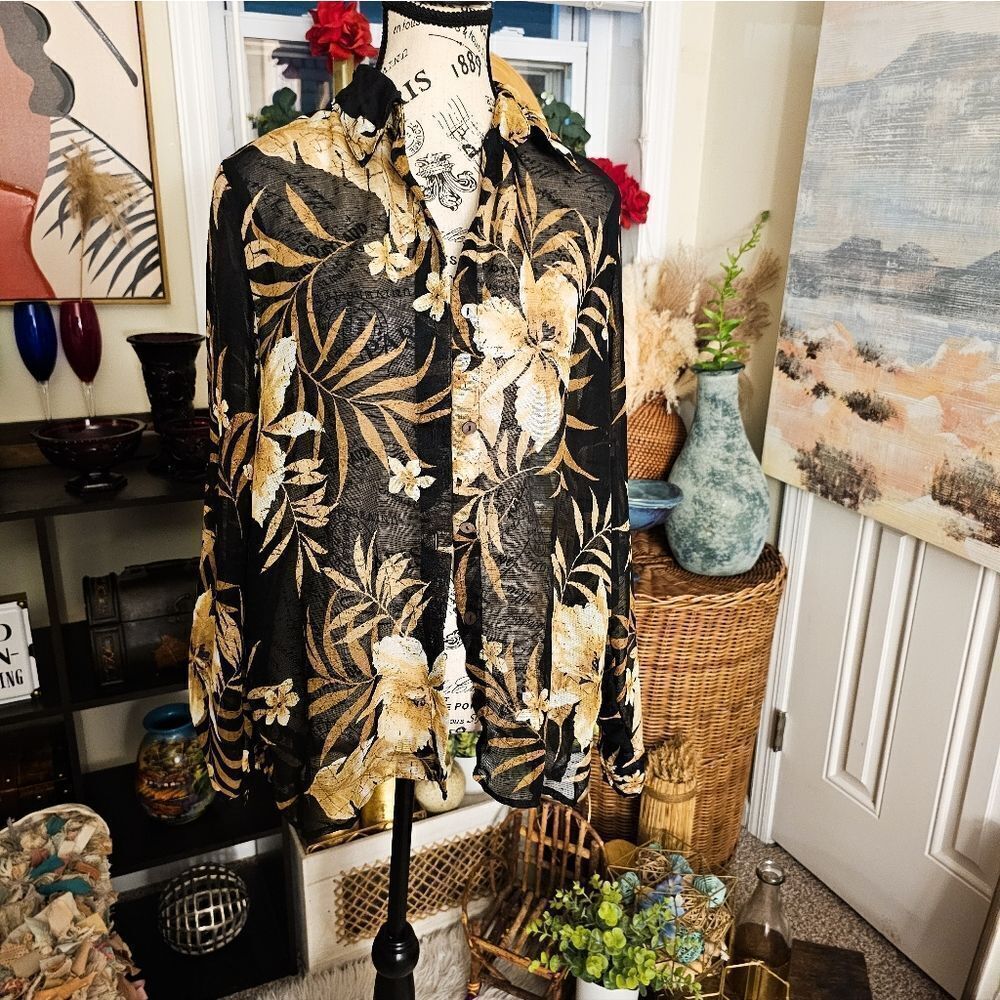 VTG Alfred Dunner Sheer Multi Floral Shirt.